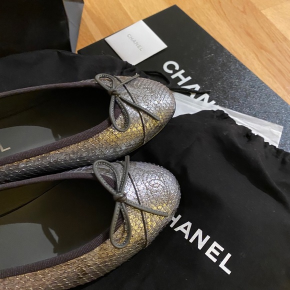 NWT Chanel luxurious Metallic Python Ballet Flats - Picture 2 of 10